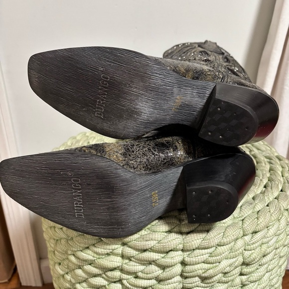 Durango Crush Bling Seqin Crackle Black Leather Boho Western Boots - Picture 8 of 11